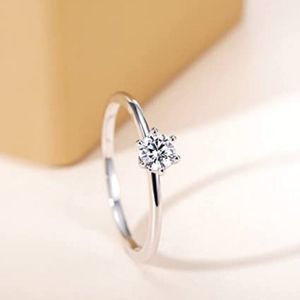 TIGRADE 1.5mm Engagement Ring for Her, Round Cut Solitare Cubic Zirconia Ring